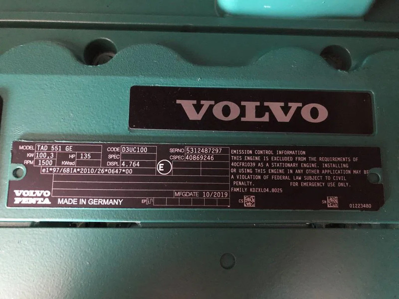 Volvo 110 kVA Supersilent generatorset - Generator set: picture 4 Volvo 110 kVA Supersilent generatorset - Generator set: picture 4