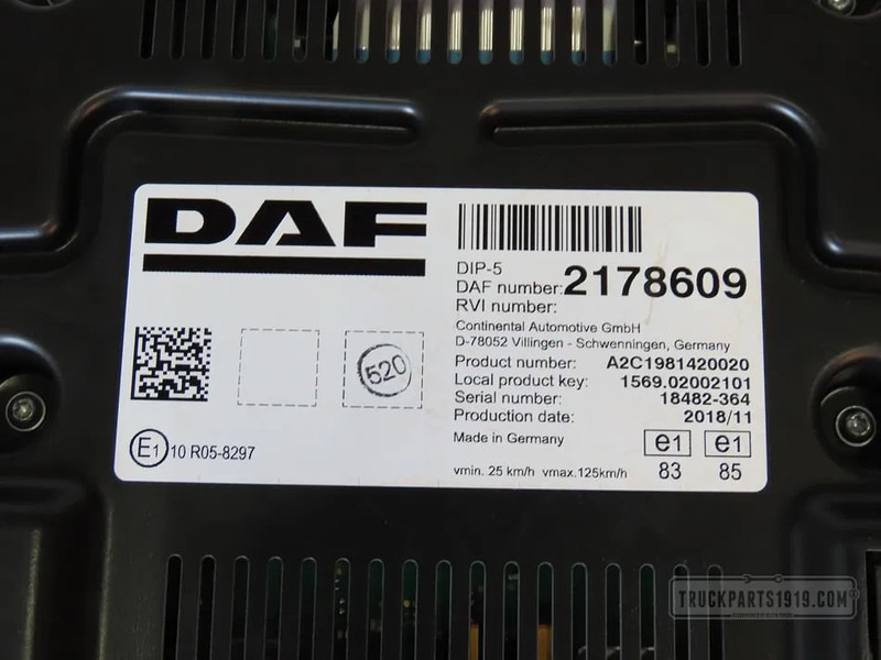 DAF 2178609 Instrumentenpaneel XF 106 - Electrical system for Truck: picture 2 DAF 2178609 Instrumentenpaneel XF 106 - Electrical system for Truck: picture 2