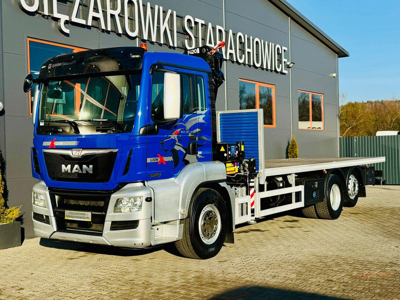MAN MAN TGS 26.360 // E6 // 6x2 // platforma laweta 7,2m z HDs HMF 1 - Dropside/ Flatbed truck, Crane truck: picture 1 MAN MAN TGS 26.360 // E6 // 6x2 // platforma laweta 7,2m z HDs HMF 1 - Dropside/ Flatbed truck, Crane truck: picture 1