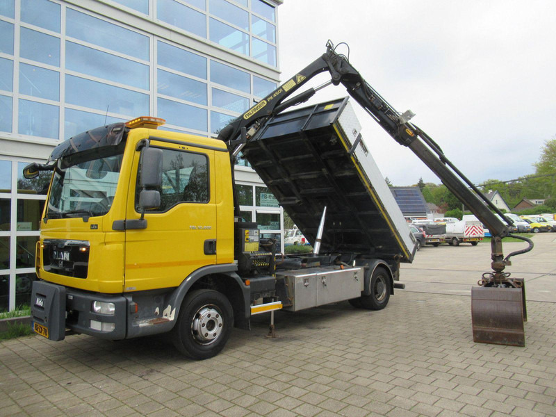 Dropside/ Flatbed truck, Crane truck MAN TGL 12.220 4x2 EEV 3-Z. W. Kipper + Palfinger Kr: picture 7