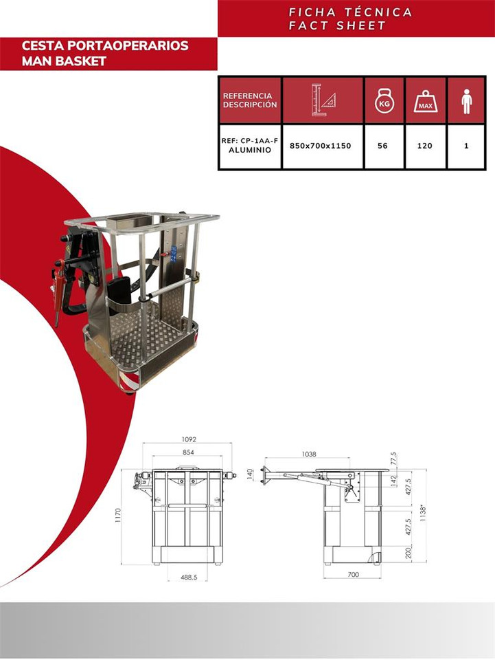 Aluminum operator basket CP-1AA-F - Attachment for Truck mounted crane: picture 3 Aluminum operator basket CP-1AA-F - Attachment for Truck mounted crane: picture 3