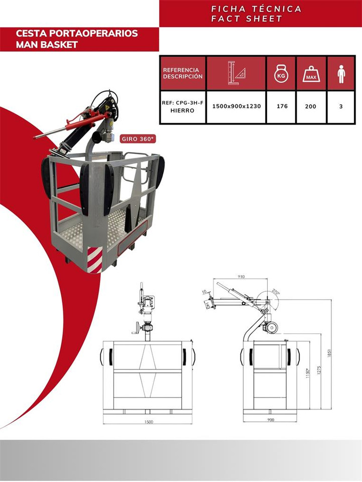 Iron man basket CPG-3H-F - Attachment for Truck mounted crane: picture 5 Iron man basket CPG-3H-F - Attachment for Truck mounted crane: picture 5