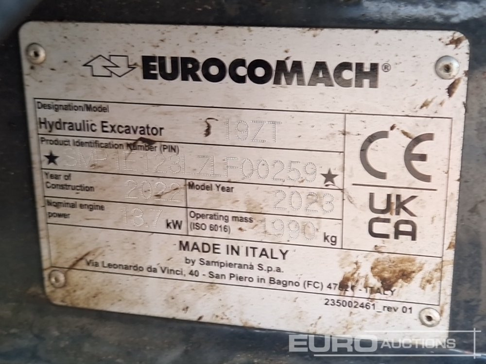 Mini excavator 2022 Eurocomach 19ZT: picture 32
