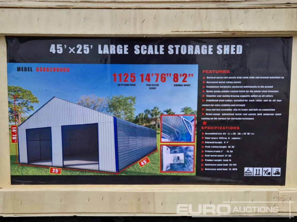 Unused 2025 45’x25’x14’76" Large Scale Storage Shed - Construction container: picture 2 Unused 2025 45’x25’x14’76" Large Scale Storage Shed - Construction container: picture 2