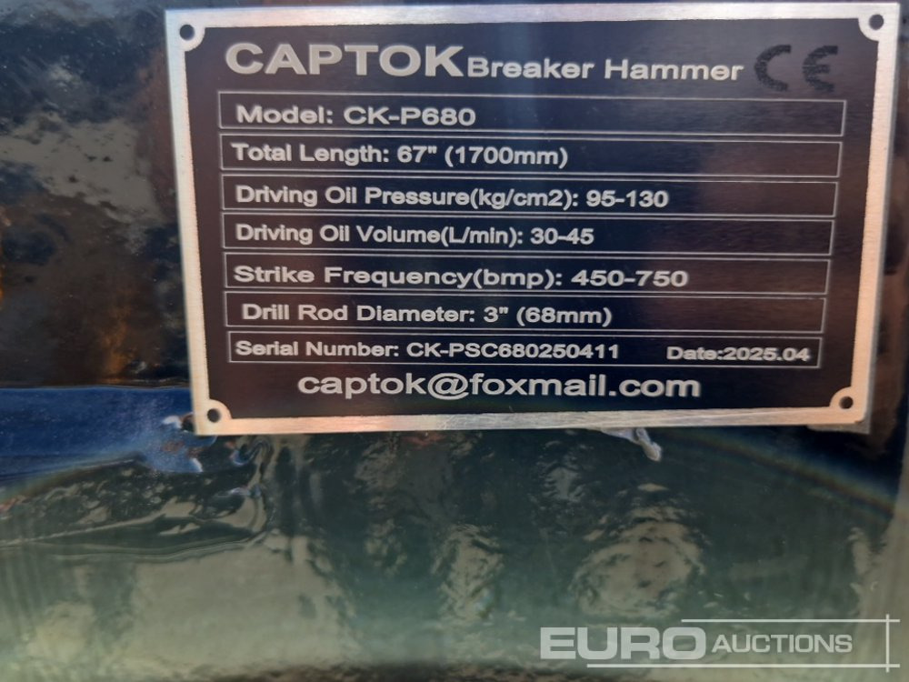 Unused 2025 Captok CK-P680 - Hydraulic hammer: picture 5 Unused 2025 Captok CK-P680 - Hydraulic hammer: picture 5