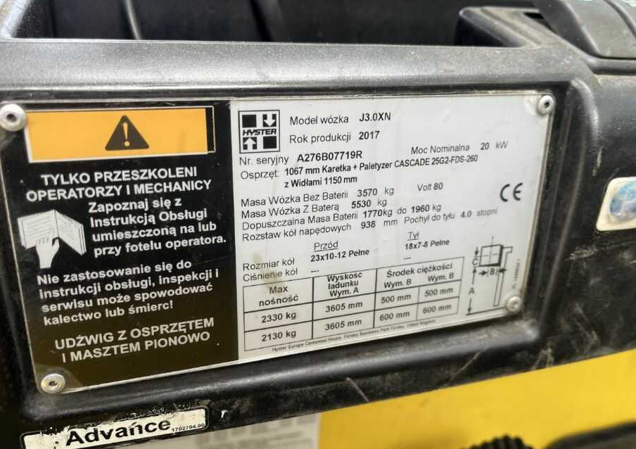 Hyster J3.0XN - Electric forklift: picture 4 Hyster J3.0XN - Electric forklift: picture 4