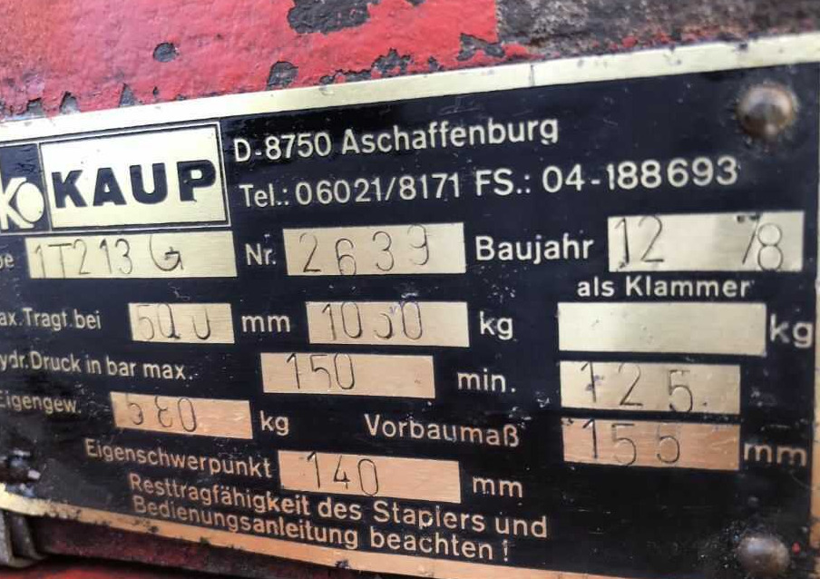 Kaup 1T213G, Kartonklammer - Clamp for Material handling equipment: picture 1 Kaup 1T213G, Kartonklammer - Clamp for Material handling equipment: picture 1