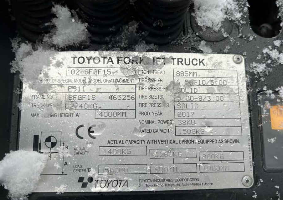 Toyota 8FGF15 - LPG forklift: picture 4 Toyota 8FGF15 - LPG forklift: picture 4