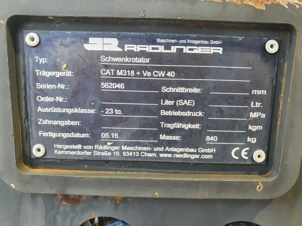 Tiltrotator Rädlinger Schwenkrotator CAT M318 / CW 40 / 2016: picture 11