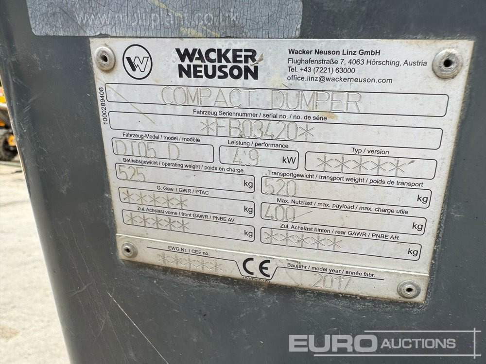 2017 Wacker Neuson DT05 D - Crawler dumper: picture 4 2017 Wacker Neuson DT05 D - Crawler dumper: picture 4