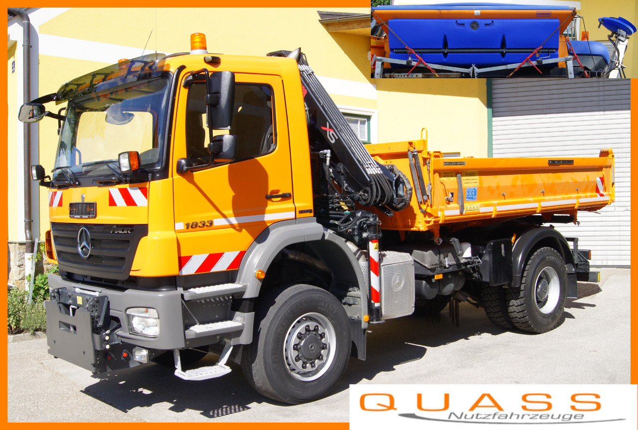 MERCEDES-BENZ AXOR 1833 4x4/TÜV/Eur4/HIAB 088/MEILLER/Winterdienst/Salzstreuer - Crane truck: picture 1 MERCEDES-BENZ AXOR 1833 4x4/TÜV/Eur4/HIAB 088/MEILLER/Winterdienst/Salzstreuer - Crane truck: picture 1