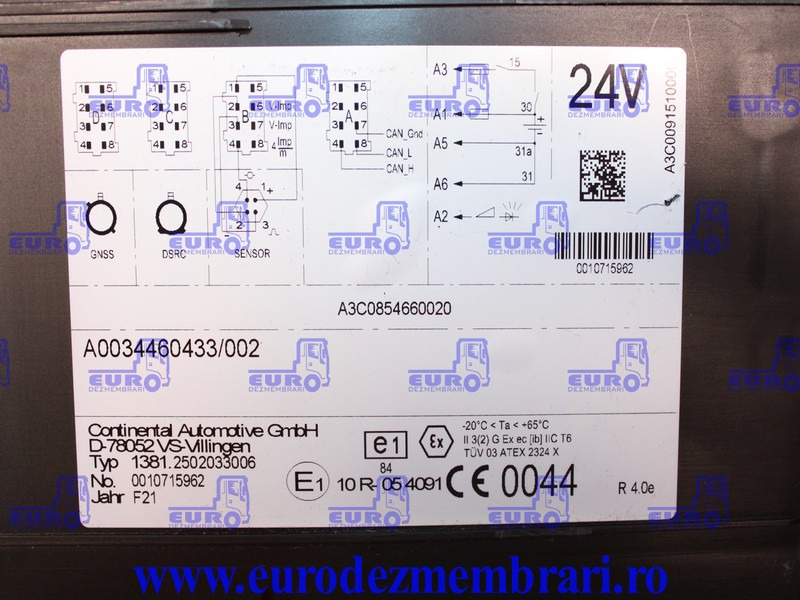 TAHOGRAF CONTINENTAL MERCEDES ACTROS MP5 A0034460433 - ECU for Truck: picture 4 TAHOGRAF CONTINENTAL MERCEDES ACTROS MP5 A0034460433 - ECU for Truck: picture 4