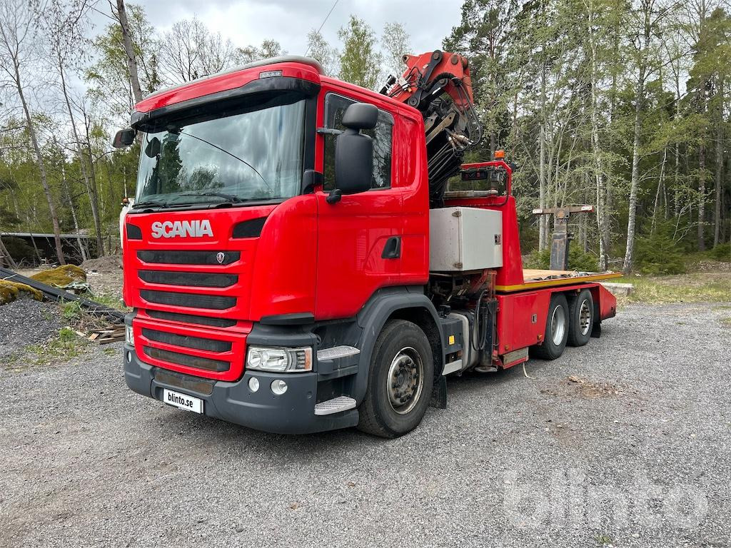 SCANIA G450 med kran och flak - Tow truck: picture 1 SCANIA G450 med kran och flak - Tow truck: picture 1
