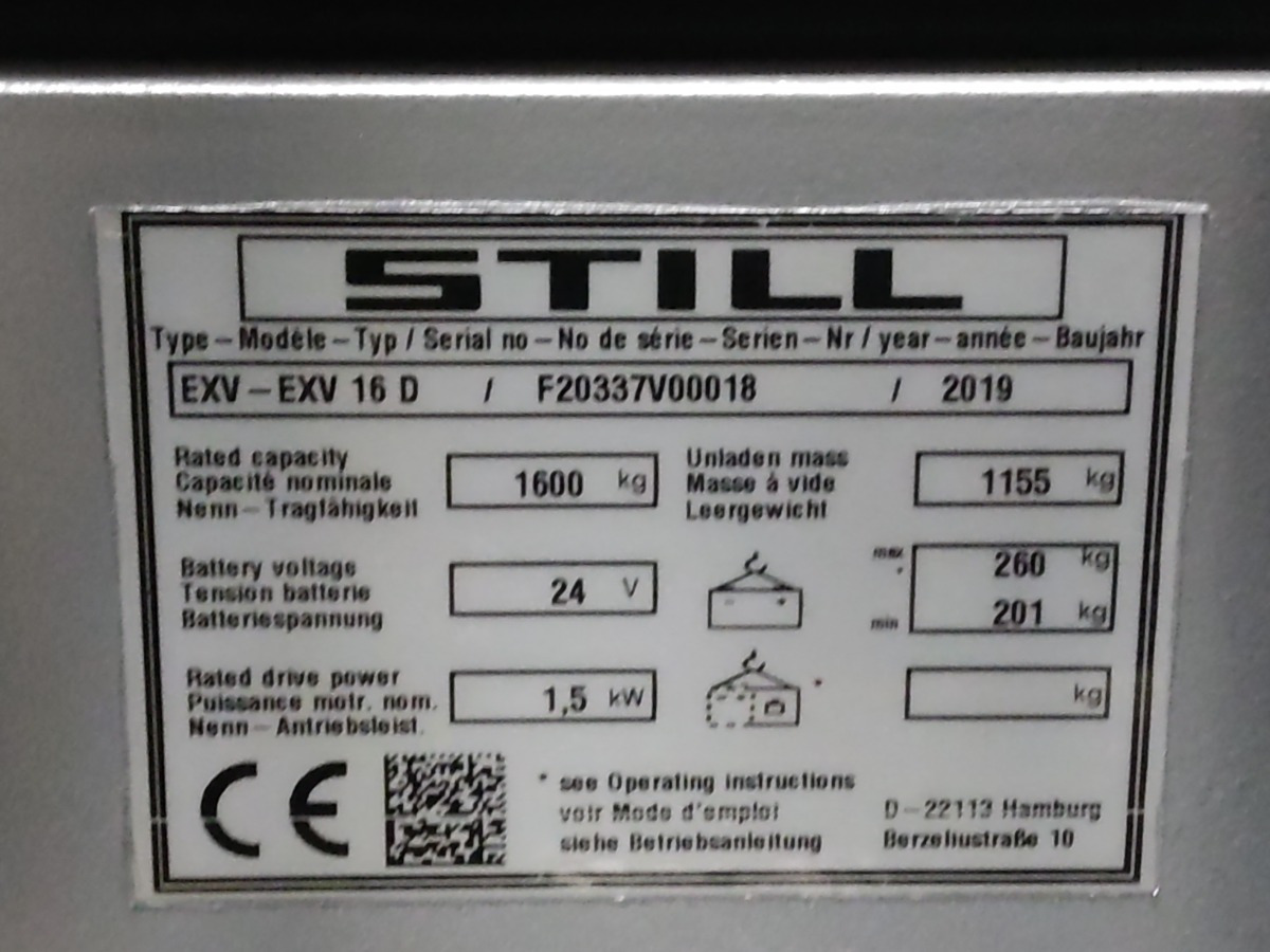 Still EXV16D/BATT.NEU - Stacker: picture 4 Still EXV16D/BATT.NEU - Stacker: picture 4